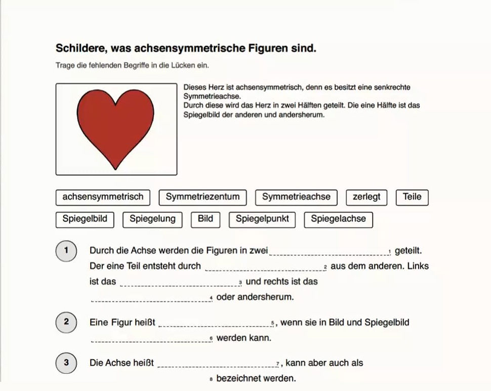 Beispiel eines Arbeitsblattes